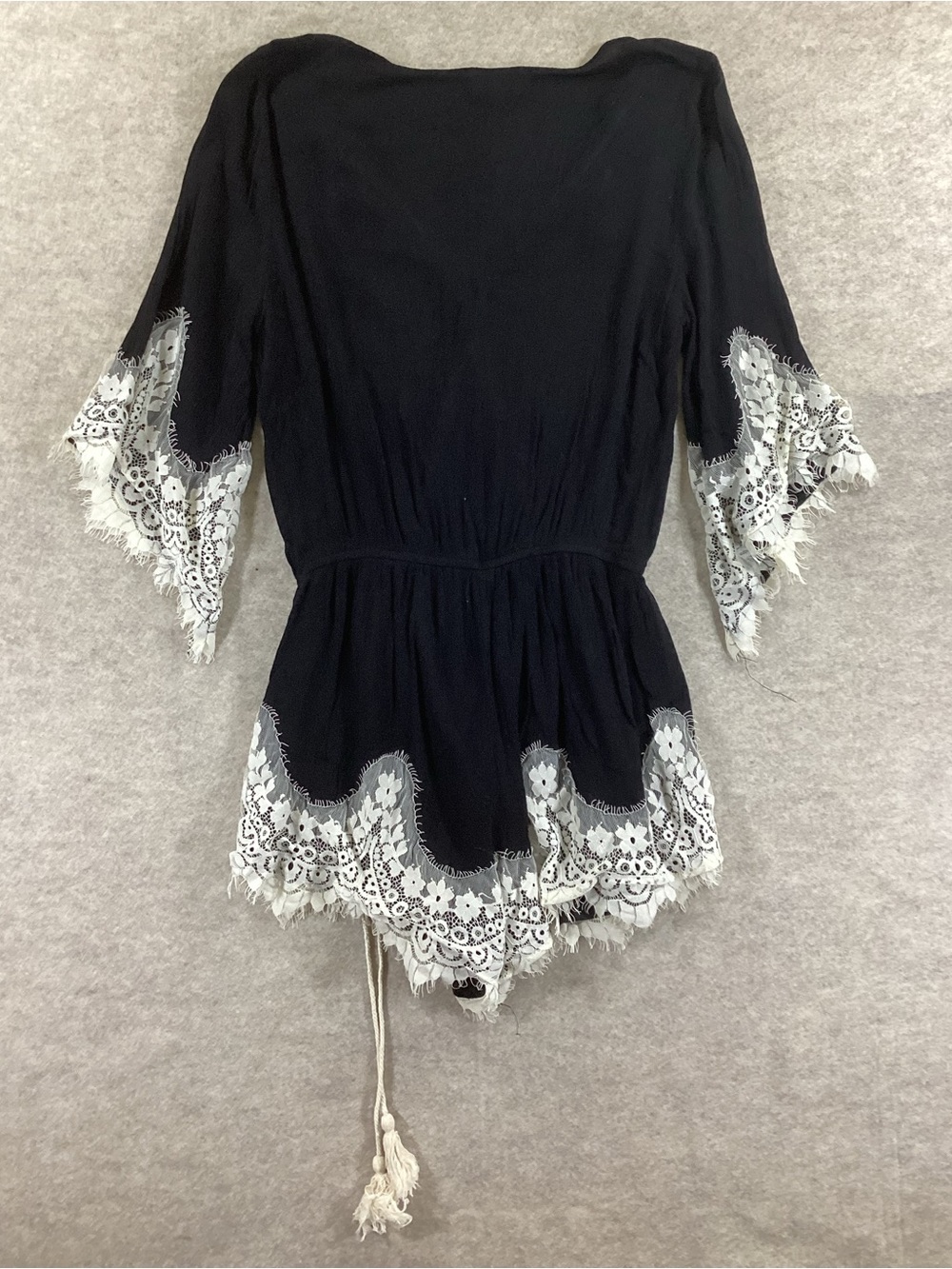 Umgee Black Romper with White Lace Trim - Picture 4 of 6
